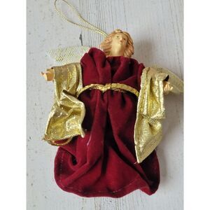 Red Gold woman angel cherub ornament Xmas decor